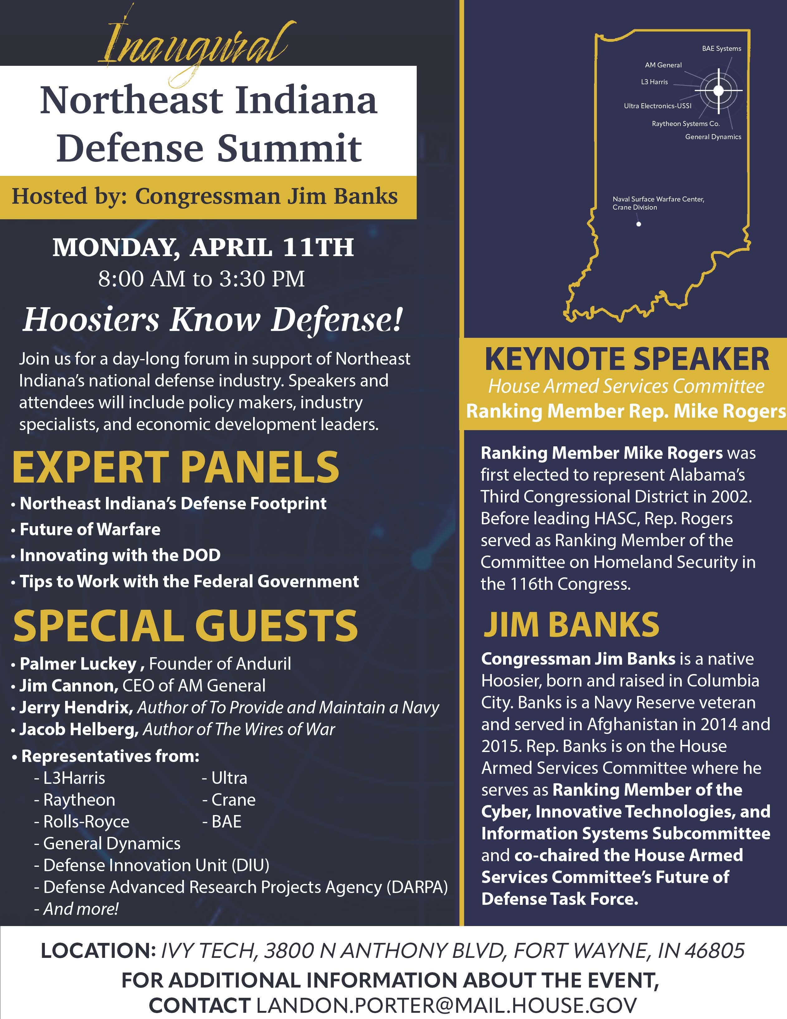 Northeast Indiana Defense Summit U.S. Congressman Jim Banks